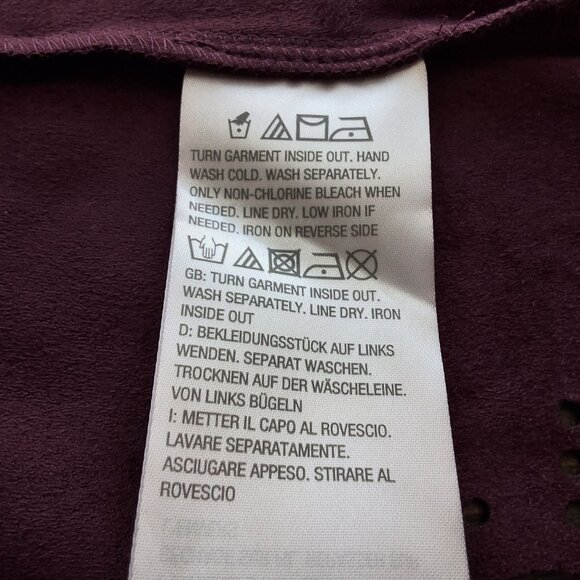Bob Mackie Burgundy Faux Suede Open Front Cardigan/ Jacket Laser Cut Detail XS/S - Picture 8 of 9